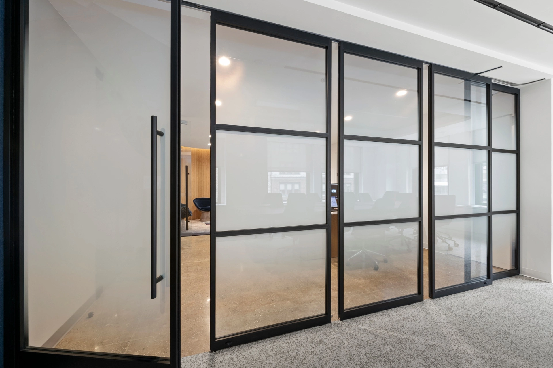 Benhar Office Interiors Walls Division partition wall showroom in New York City
